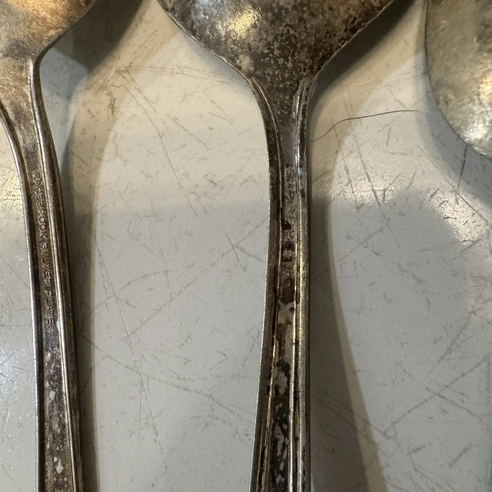 Antique Silverplate Silverware Mixed Flatware Lot 6 Pieces Spoons Forks Set Old‎